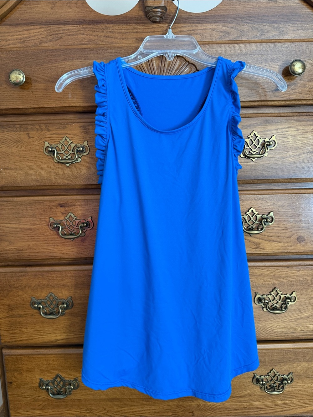 Ruffled Sleeve Women's Tank Top - Royal Blue